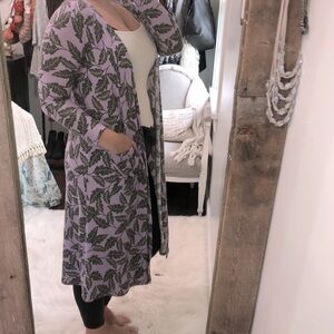 LulaRoe xsmall purple leaves print foster cardigan